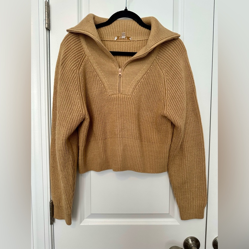 Wayf Camel Quarter Zip Sweater